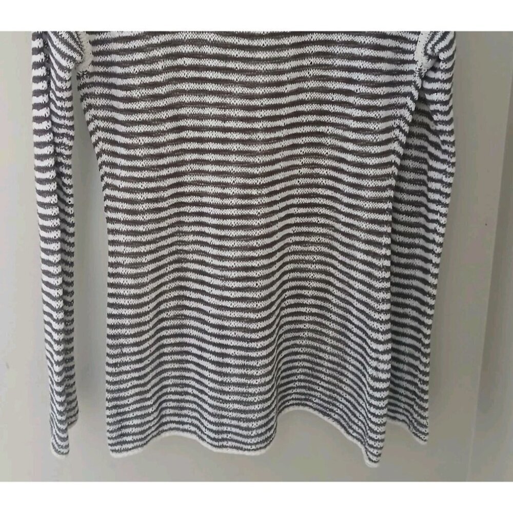 Duffy Linen Blend Striped Scoop Neck Tunic Sweater - Picture 4 of 10